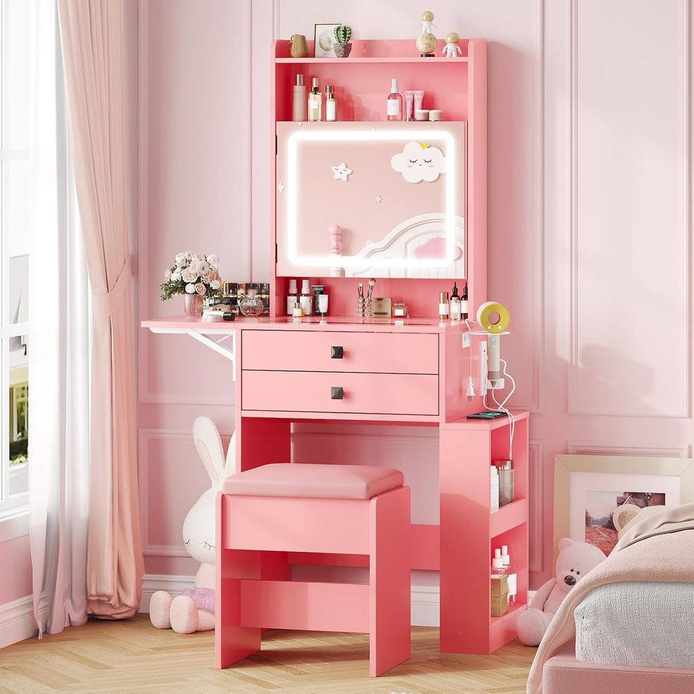 Desk Vanity Setup - Vabches Pequeño Tocador de Maquillaje con