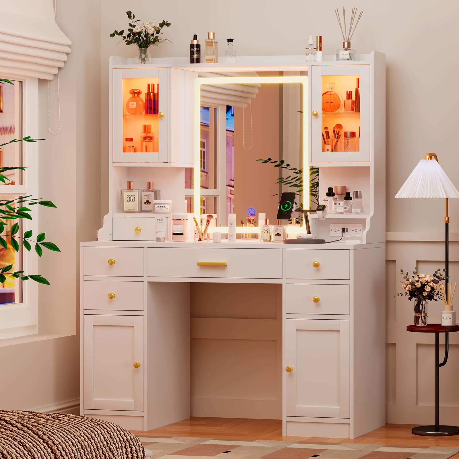 Desk Vanity Setup - # Juego de tocador blanco para