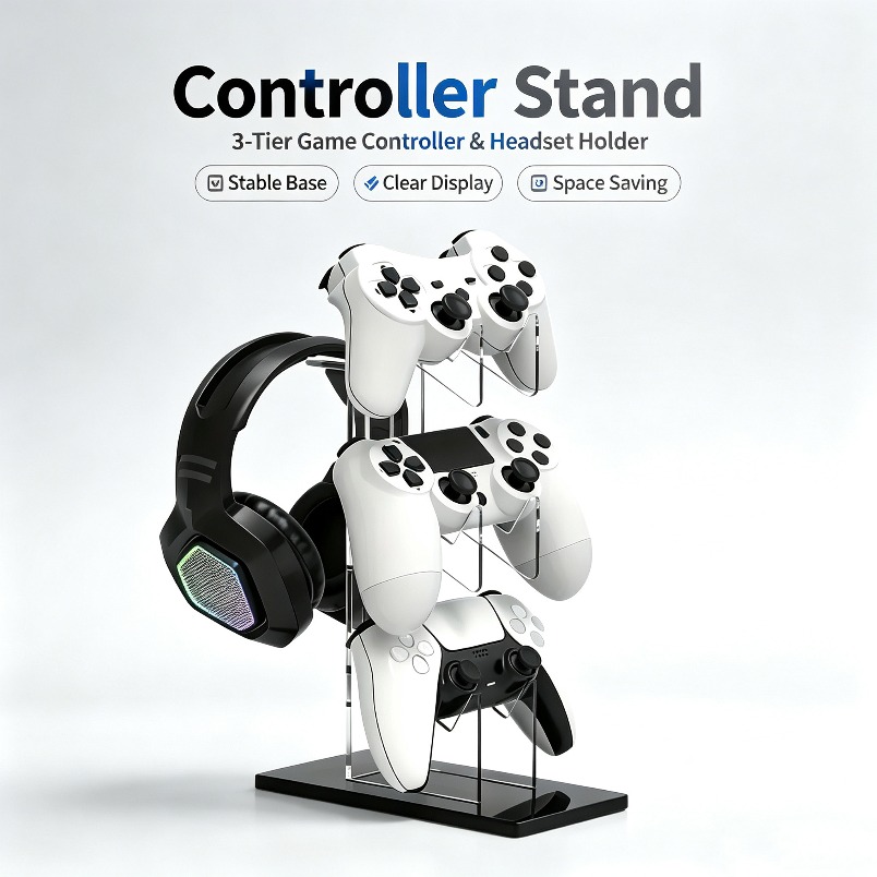 Desk Setup Headphones - Soporte para Controlador de 3 Niveles,