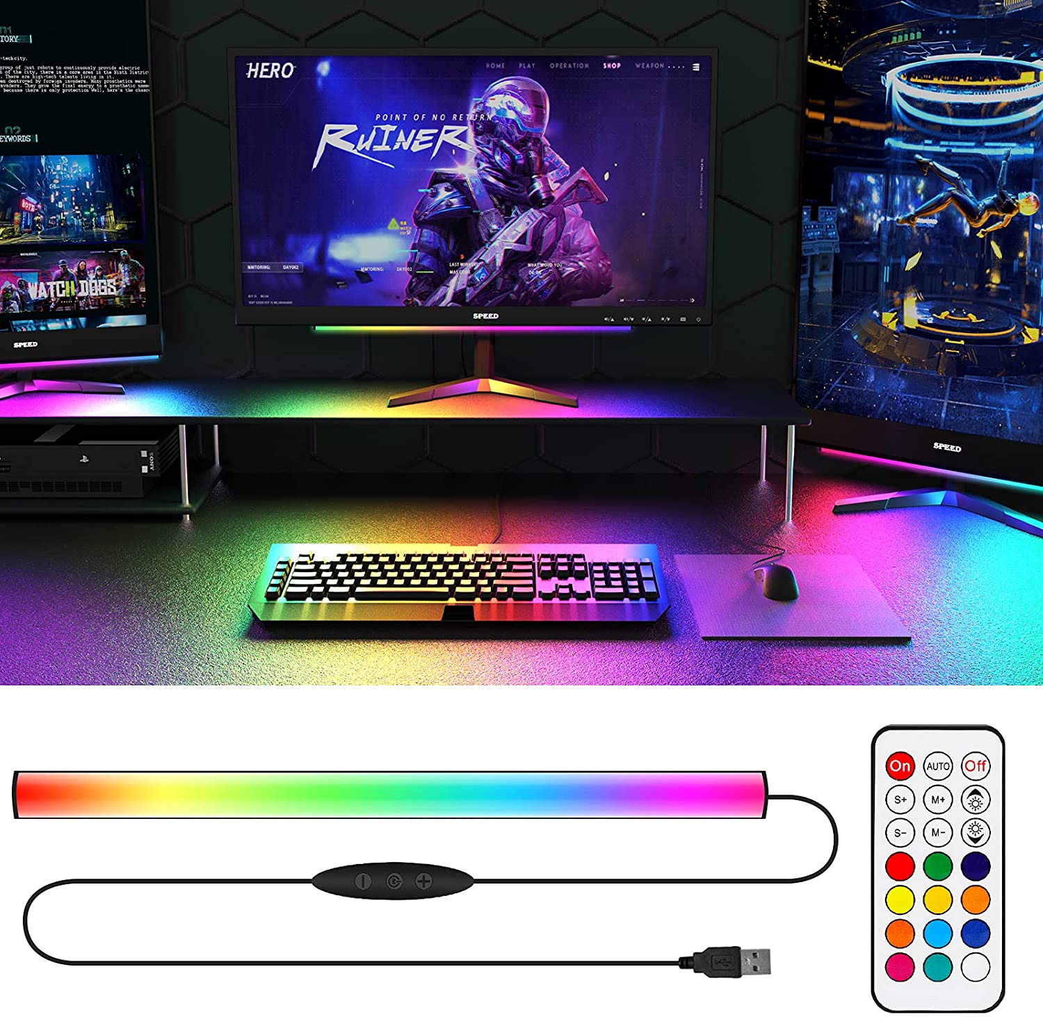 Setup Desk Monitor - Barra de luz para debajo del