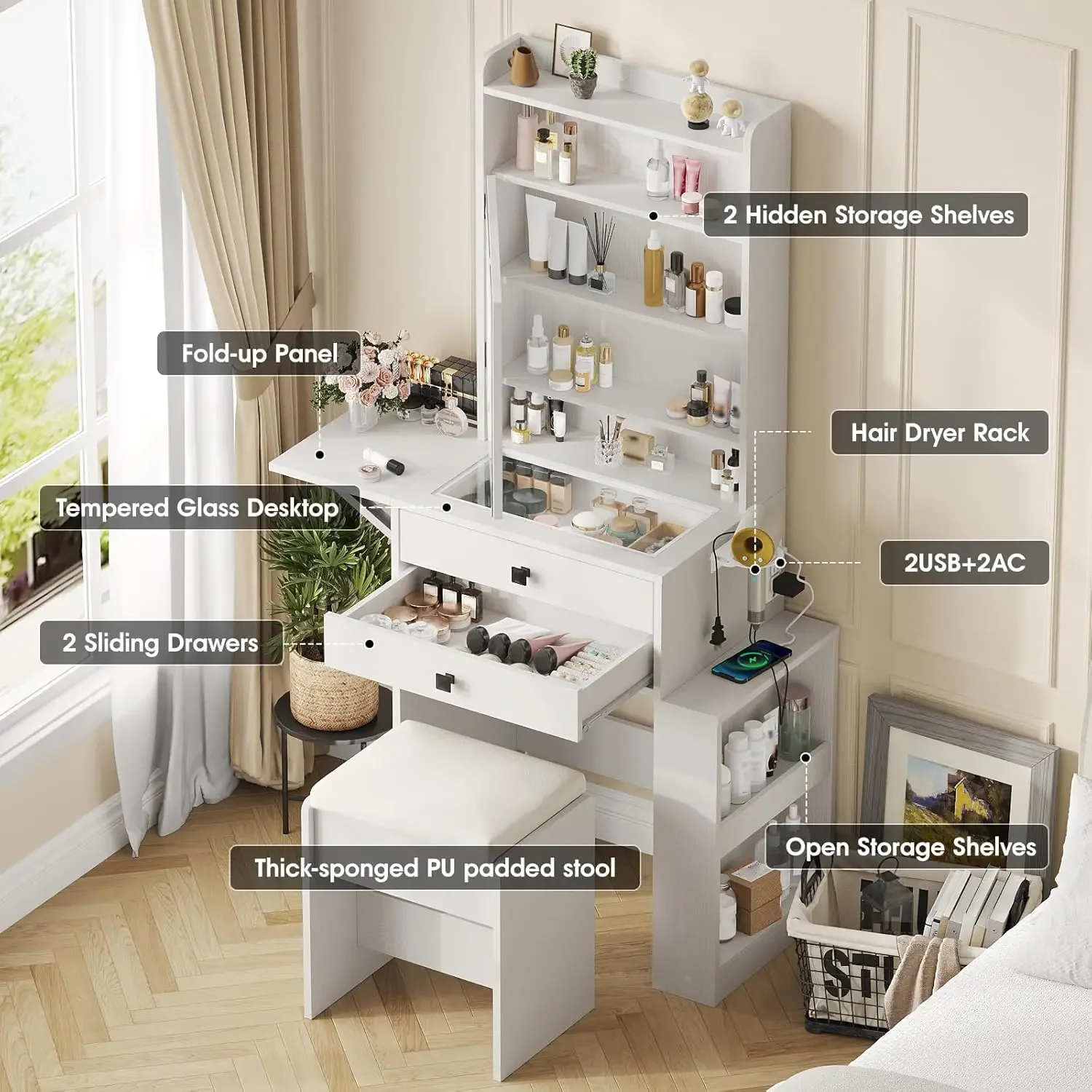Pequeño Tocador de Maquillaje  - Desk Vanity Setup reseña y precio