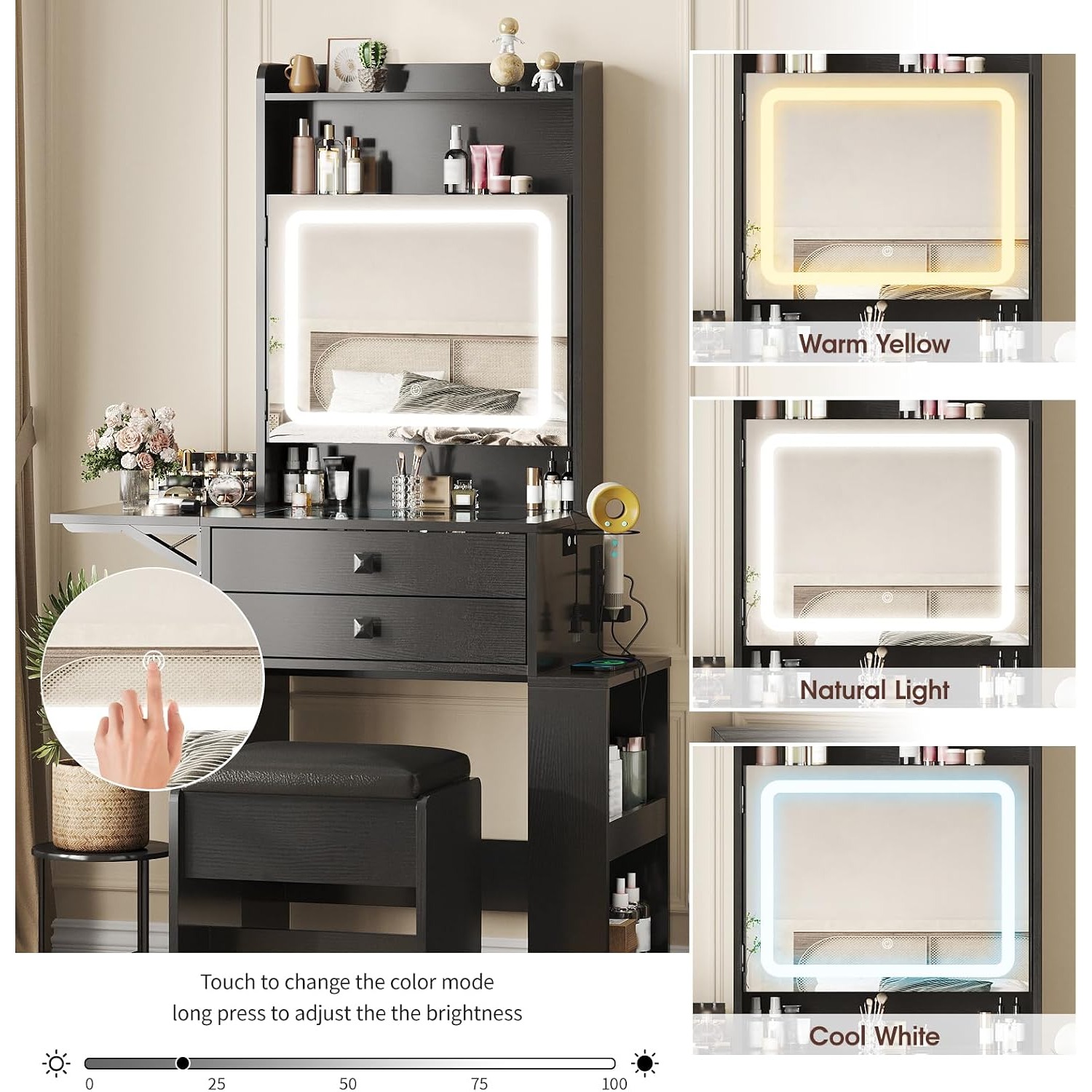 Pequeño tocador de maquillaje  - Desk Vanity Setup reseña y precio