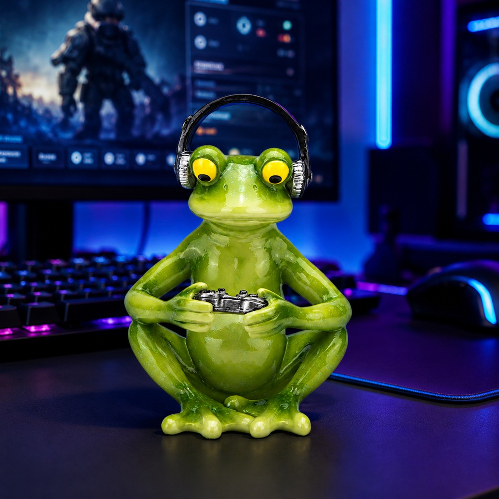 Divertida Estatua de Rana Game - Desk Setup Headphones reseña y precio