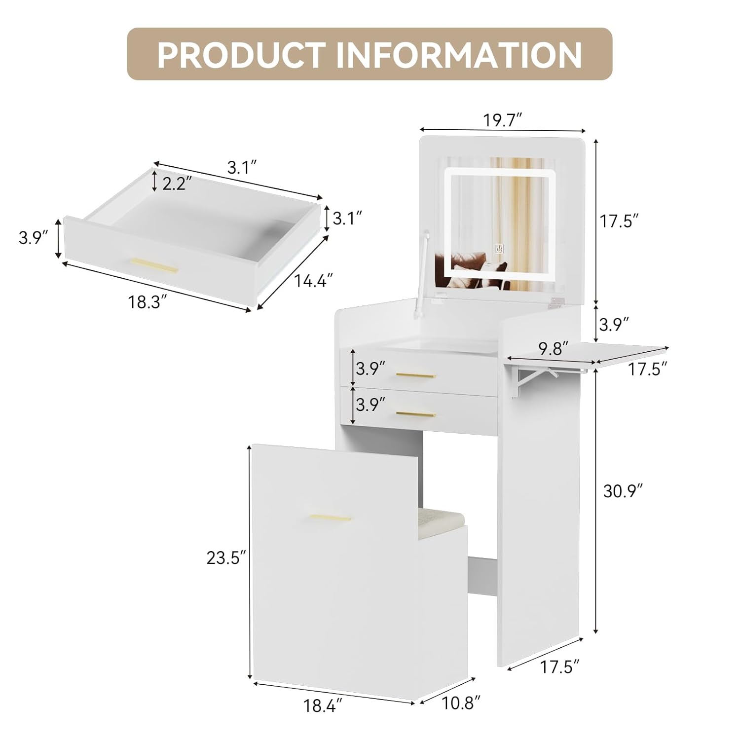 Pequeño tocador con silla, toc - Desk Setup In Small Bedroom reseña y precio