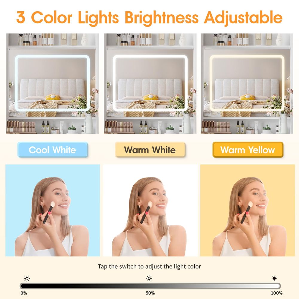 Tocador con espejo y luces, pe - Desk Vanity Setup reseña y precio