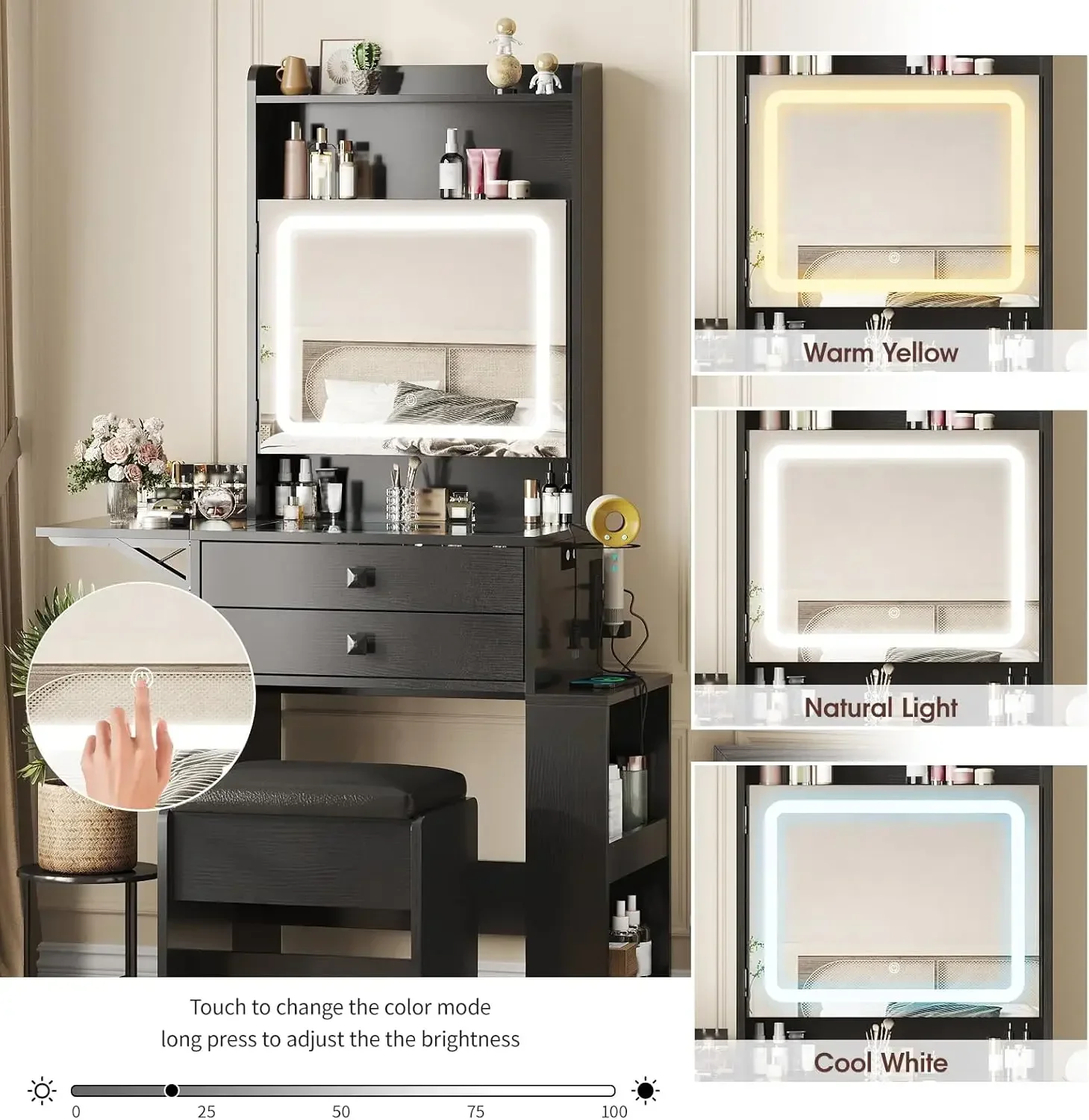 Pequeño tocador de maquillaje, - Desk Vanity Setup reseña y precio