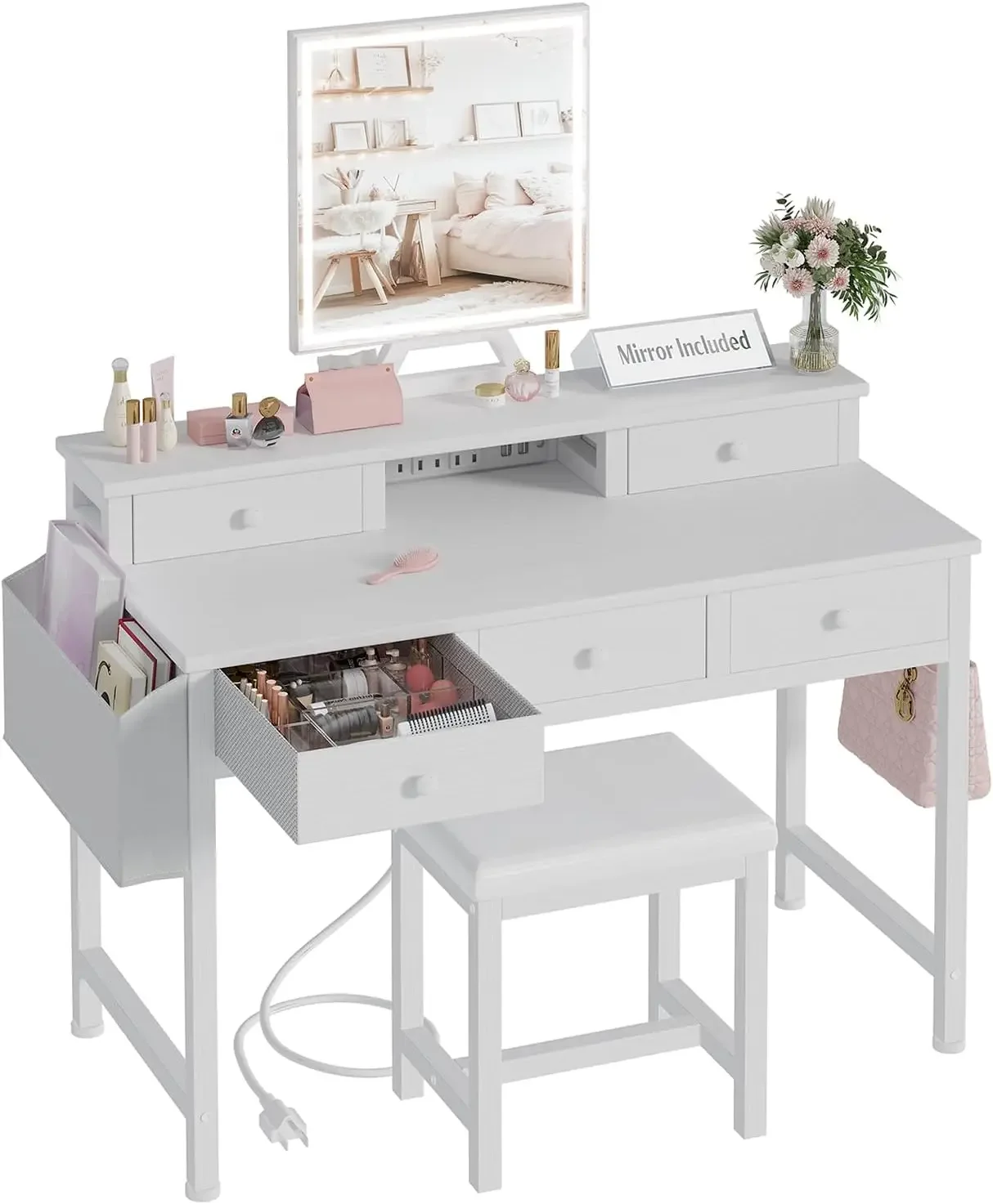 Tocador de maquillaje blanco c - Desk Vanity Setup reseña y precio