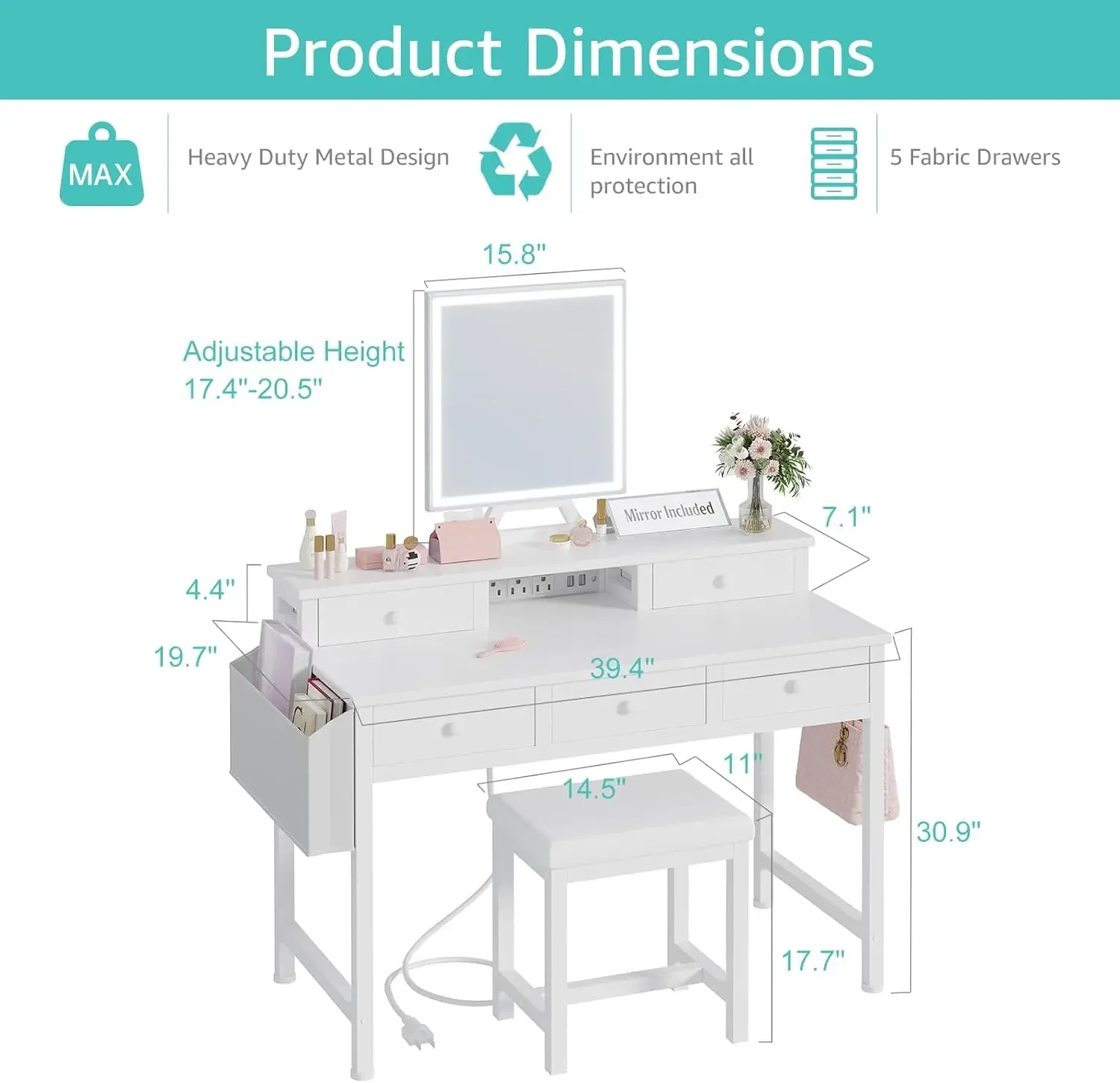 Tocador de maquillaje blanco c - Desk Vanity Setup reseña y precio