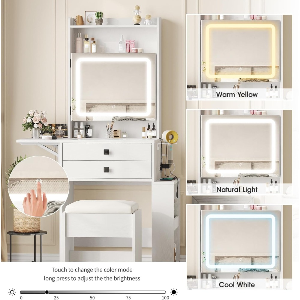 Pequeño tocador de maquillaje  - Desk Setup In Small Bedroom reseña y precio