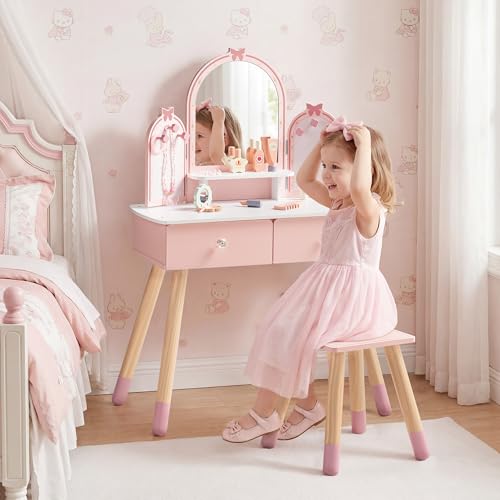 Set de tocador rosa para niñas - Desk Setup In Small Bedroom reseña y precio