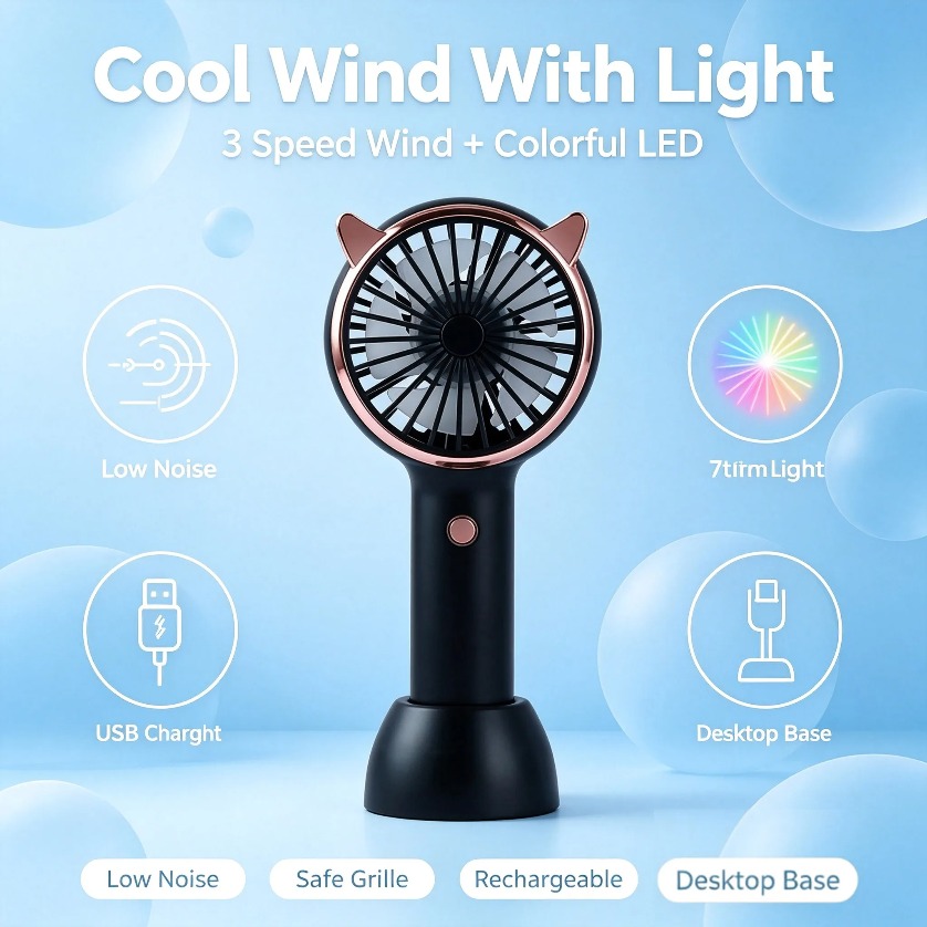 Ventilador de Mano con Orejas  - Led Desk Light Usb reseña y precio